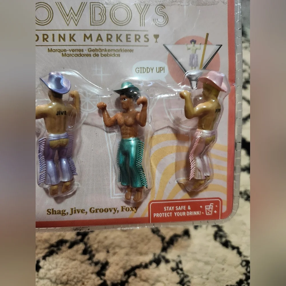Disco Cowboys Drink Markers Set + Western Hat Straw Toppers